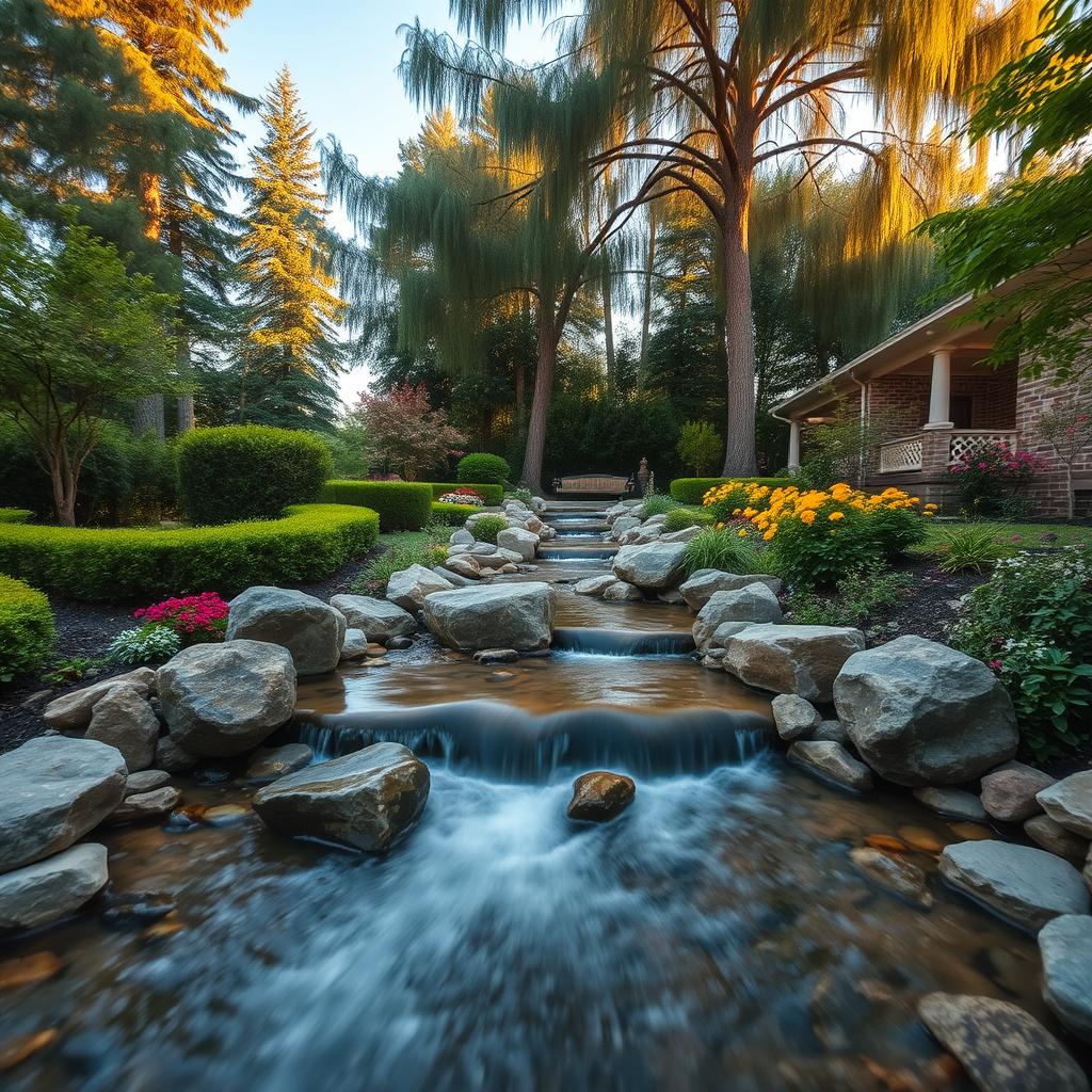 Peaceful Yard Water Feature Design