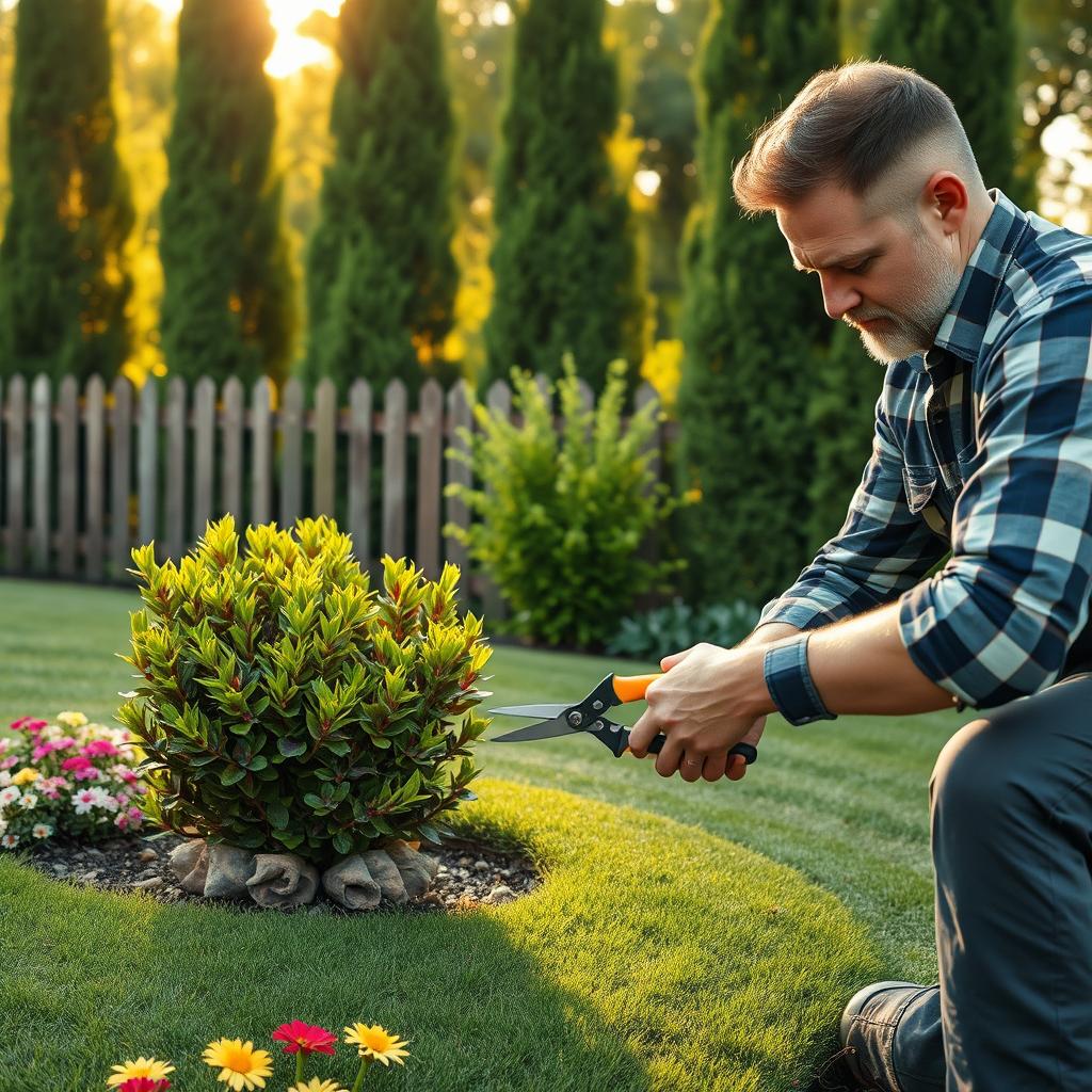 Professional Landscaper Working Professional Landscaper Working