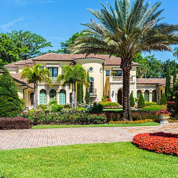 A beautiful estate rests quietly on a summers day.